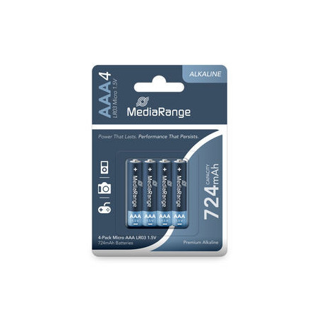 MediaRange Alkaline-Batterien AAA (LR03), 1,5 V – 4er-Pack