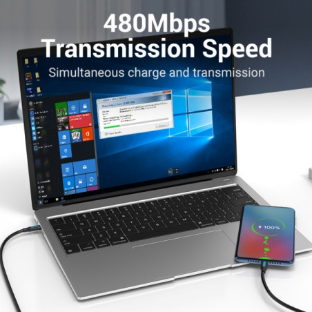 Cable USB-C Macho a USB-C Macho - 1.5m 3A - PD60W