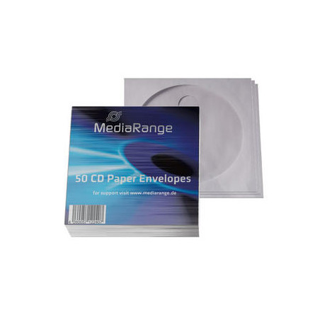 Paper CD/DVD sleeves with flap and window – pack of 50