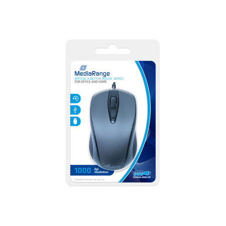 Souris optique filaire MediaRange 3 boutons, USB | DVDi.es