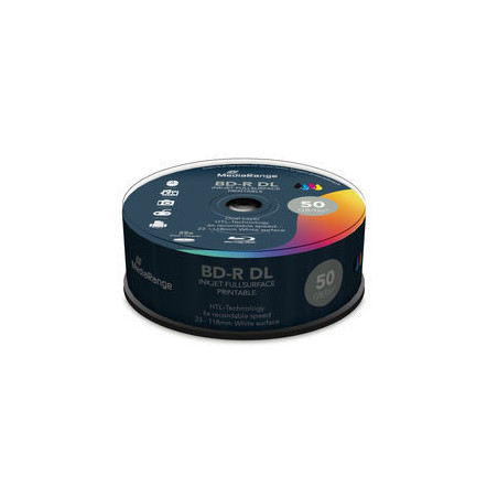 BD-R Dual Layer 50GB, 6x, stampabile a getto d'inchiostro su tutta la superficie, Cake 25