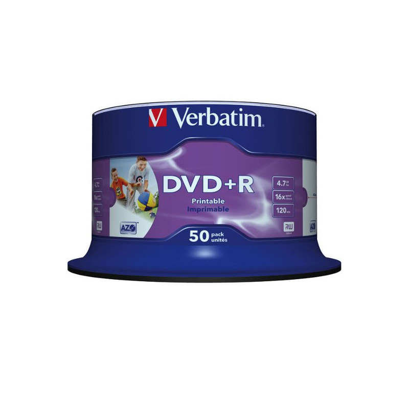 Verbatim DVD+R AZO 4,7 Go 16X surface imprimable large Non-ID spindle 50