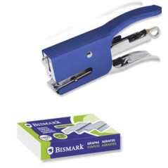 Bismark Mini Stapler with Pliers + 2000 Staples - Stapling Capacity 15 Sheets - High Durability - BLUE
