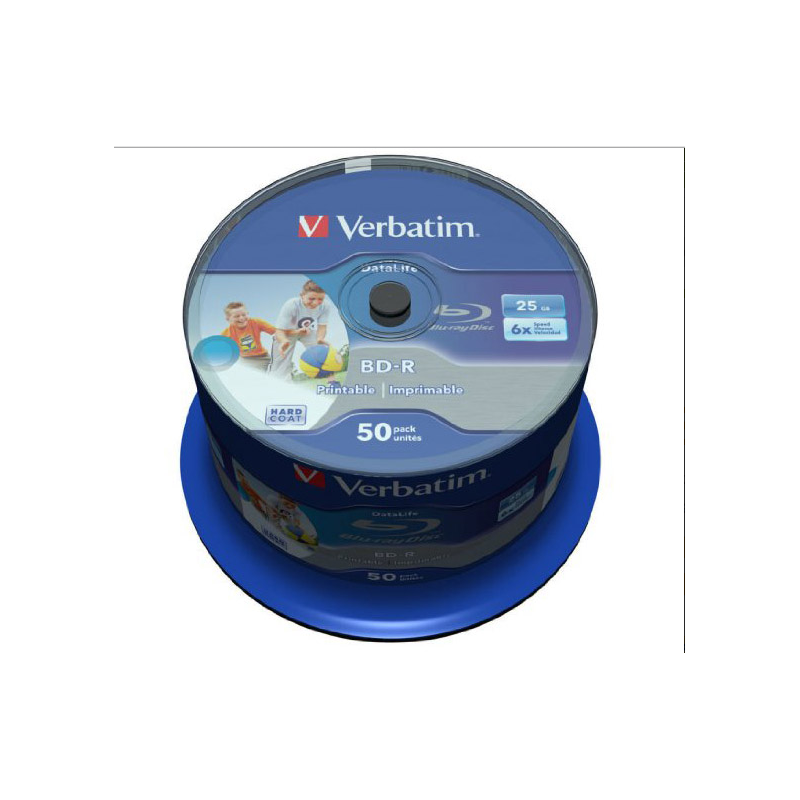 Verbatim BD-R HTL capa simple DL+ 25GB 6X superficie imprimible wide Hard Coat tarrina 50