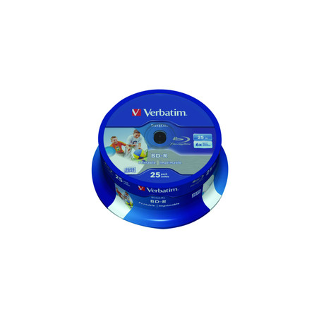 Verbatim BD-R HTL SINGLE LAYER DL+ 25GB 6X WIDE PRINTABLE SURFACE HARD COAT Cake 25