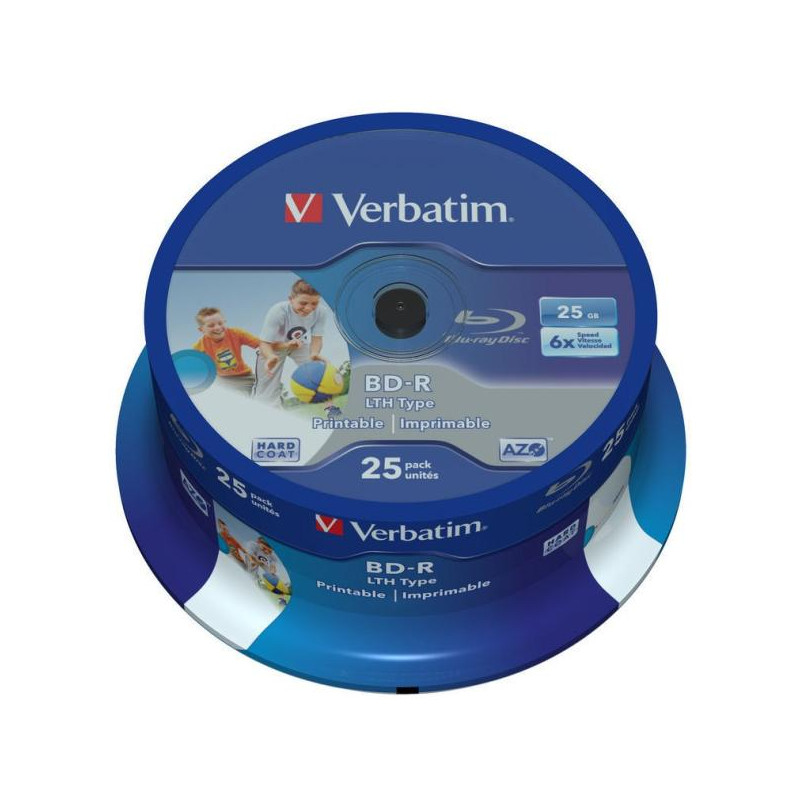 Verbatim BD-R Camada simples LTH 25GB 6X superfície imprimível wide no ID Hard Coat cake 25