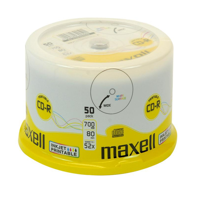 CD-R Maxell 52x 700 Mo Imprimable pack 50