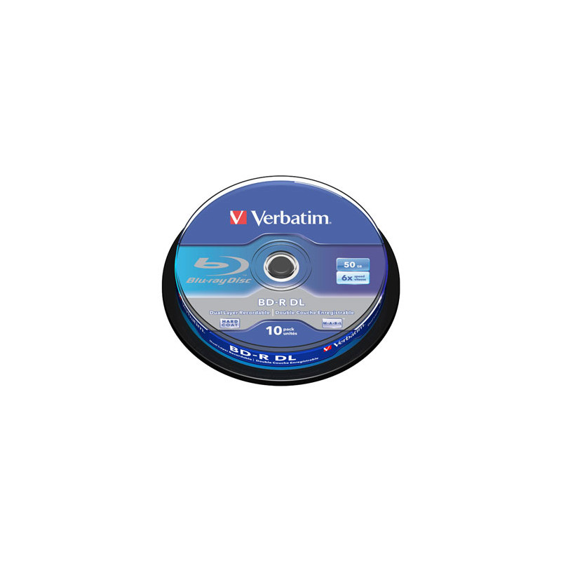 BD-R Verbatim 50 Go 6x Surface blanche/bleue Hard Coat - 10 pcs