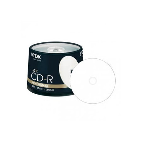 CD-R TDK 52x 80m Printable  Pack 50