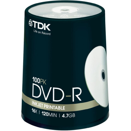 TDK DVD-R 4,7 Go 16x imprimable – 100 pcs | DVDi.es