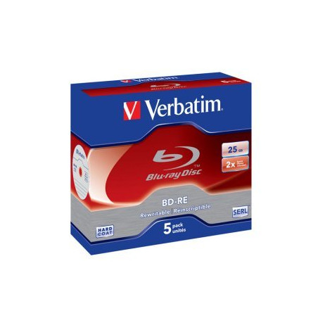 BD-RE Verbatim 25GB 2x Whita Blue Surface Hard Coat Jewel Case 5 uni