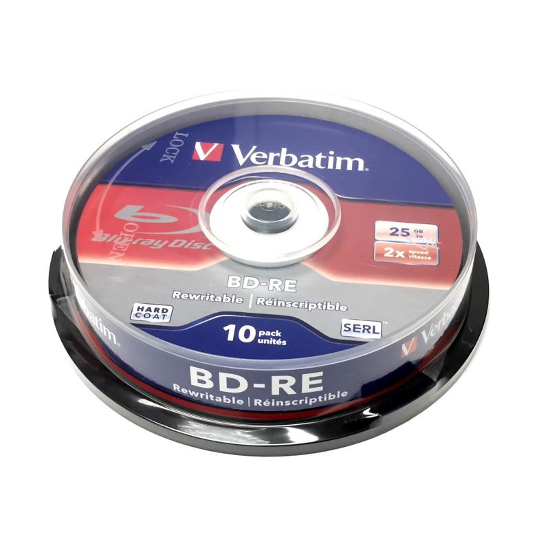 BD-RE Verbatim 25GB 2x Superficie blanca/azul Hard Coat - 10 uds.
