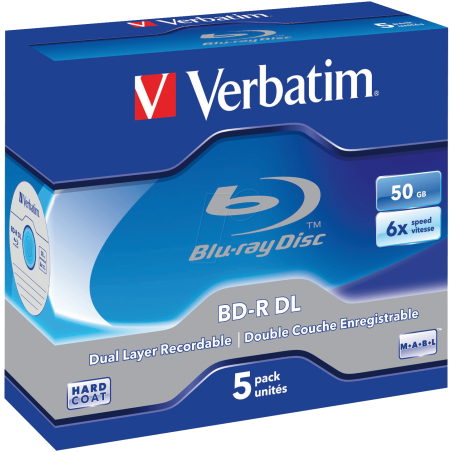 Verbatim BD-R DL 50 GB 6x – Jewelcase 5 Stk. | DVDi.es