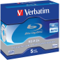 BD-R Verbatim 50GB 6x Weiß/blaue Oberfläche Hard Coat Jewelcase 5 Stk.