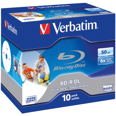 Verbatim BD-R DL 50 GB 6x stampabile – custodia jewel 10 pz.