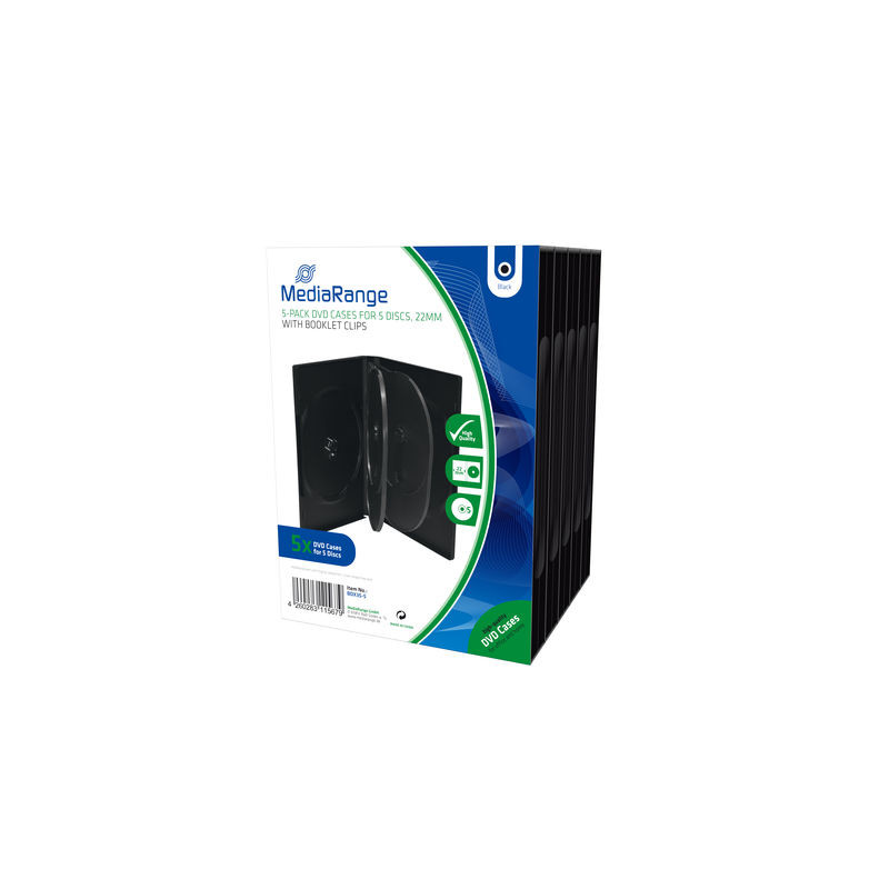 Pack 5 MediaRange custodia DVD per 5 dischi, nera