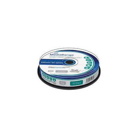 MediaRange DVD+R Doble capa 8,5GB 240min 8x, imprimible inkjet superficie completa, tarrina 10
