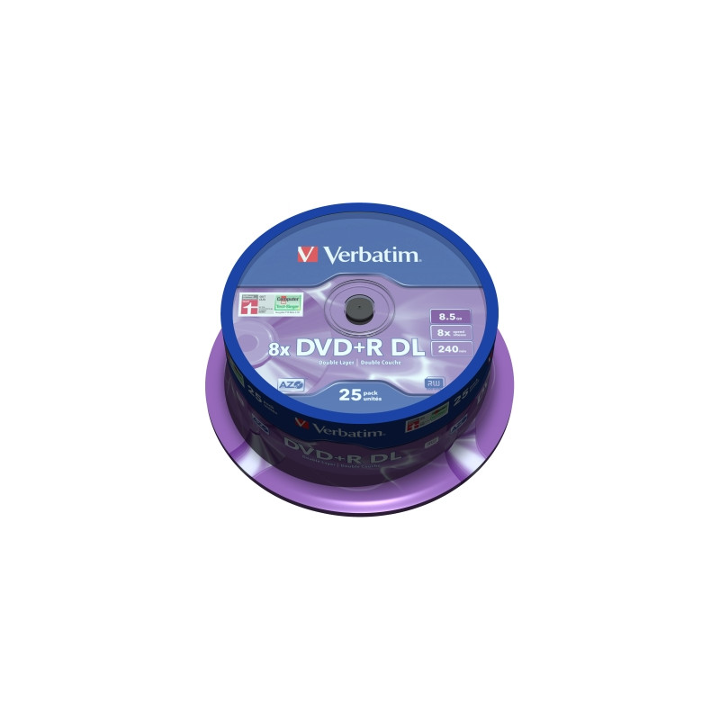 Verbatim DVD+R Double couche 8,5 Go 8X surface argent mat spindle 25