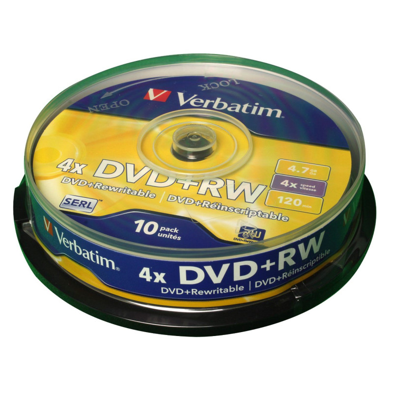 Verbatim DVD+RW Serl 4,7 Go 4X surface argent mat spindle 10 Verbatim DVD+RW Serl 4,7 Go 4X surface argent mat spindle 10