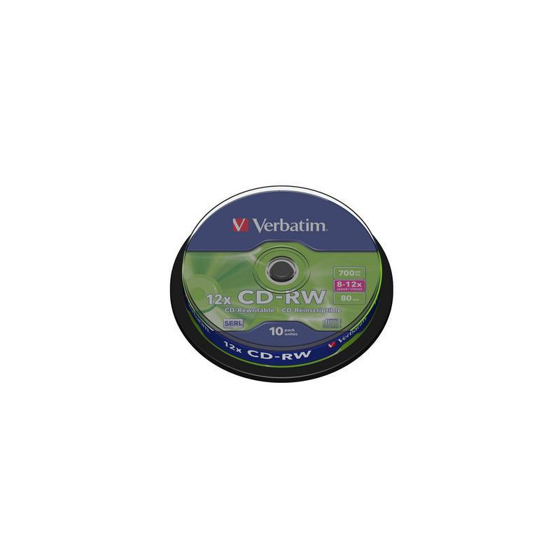Verbatim CD-RW Serl 700 Mo 12X surface anti-rayures spindle 10
