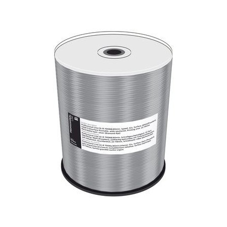 Prof. Line CD-R 700MB 80min 52x, Inkjet vollflächig bedruckbar, Prosel. weiß, Wide Sput., Diamond Dye, Spindel 100