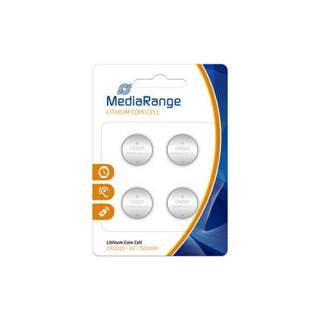 MediaRange Lithium Coin Cells, CR2025|3V, Pack 4