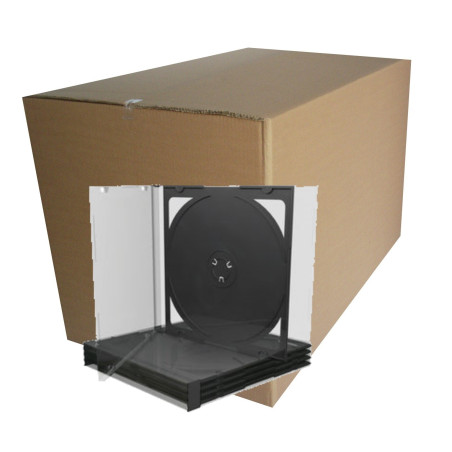 Boîtier CD cristal pour 2 disques, 10,4 mm, plateau noir