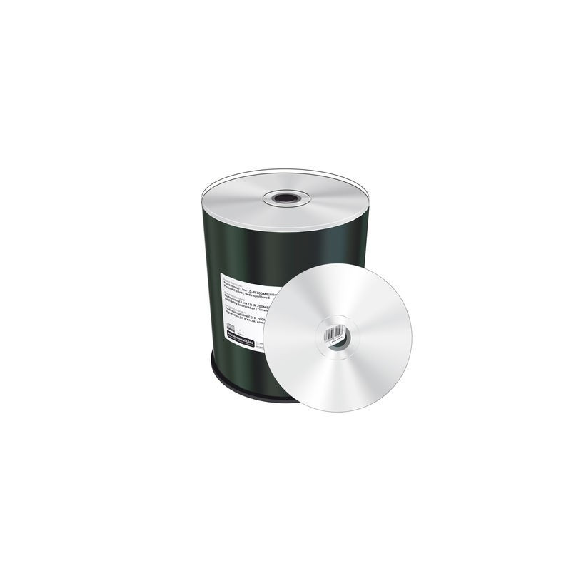 Prof. Line CD-R 700MB 80min 52x, Inkjet vollflächig bedruckbar, Prosel. silber, Wide Sput., Spindel 100