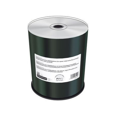 Prof. Line CD-R 700 Mo 80 min 52x, imprimable jet d'encre surface intégrale, argent Prosel., wide Sput., spindle 100